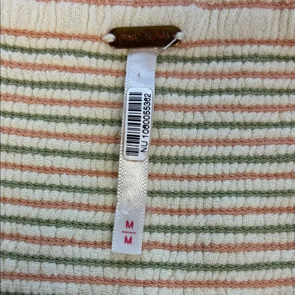 Free People Dahlia Maxi Dress Cream/Green Floral Embroidered 3/4 Puff Sleeves M - Picture 8 of 11